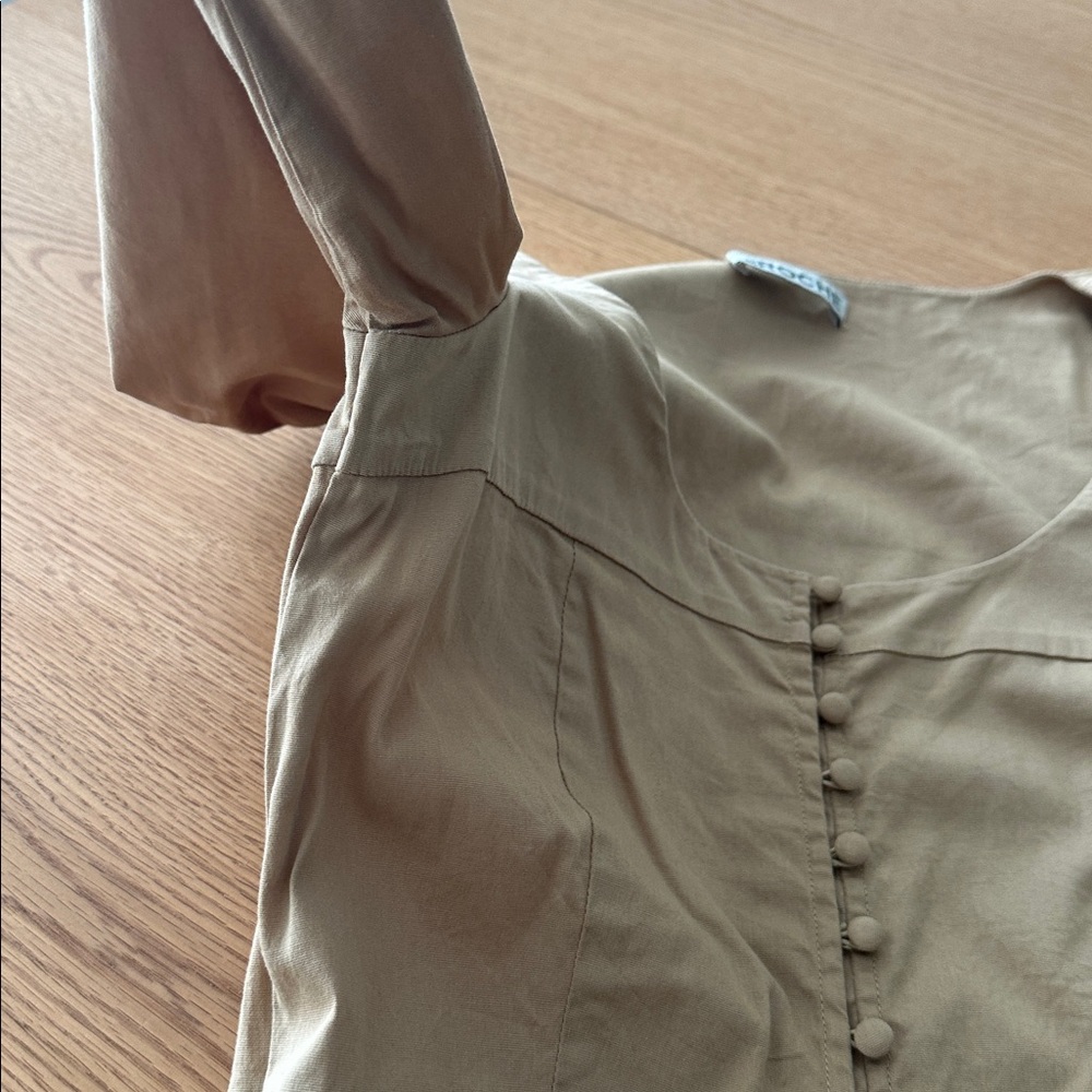 St Roche Chic Tan Button-Front Mini Dress - Picture 10 of 11